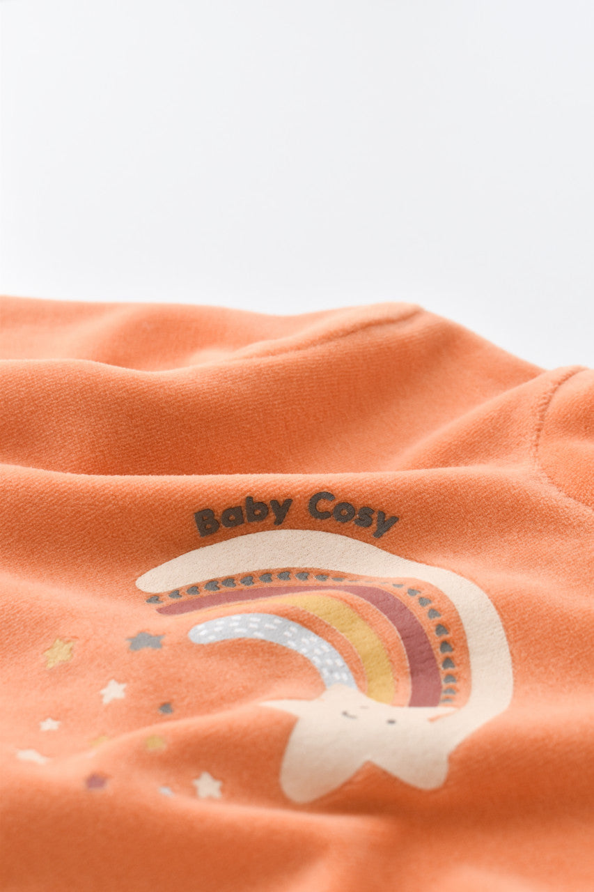 Salopeta Curcubeu cu maneca lunga si botosei din 80%bumbac organic si 20% poliester - , BabyCosy